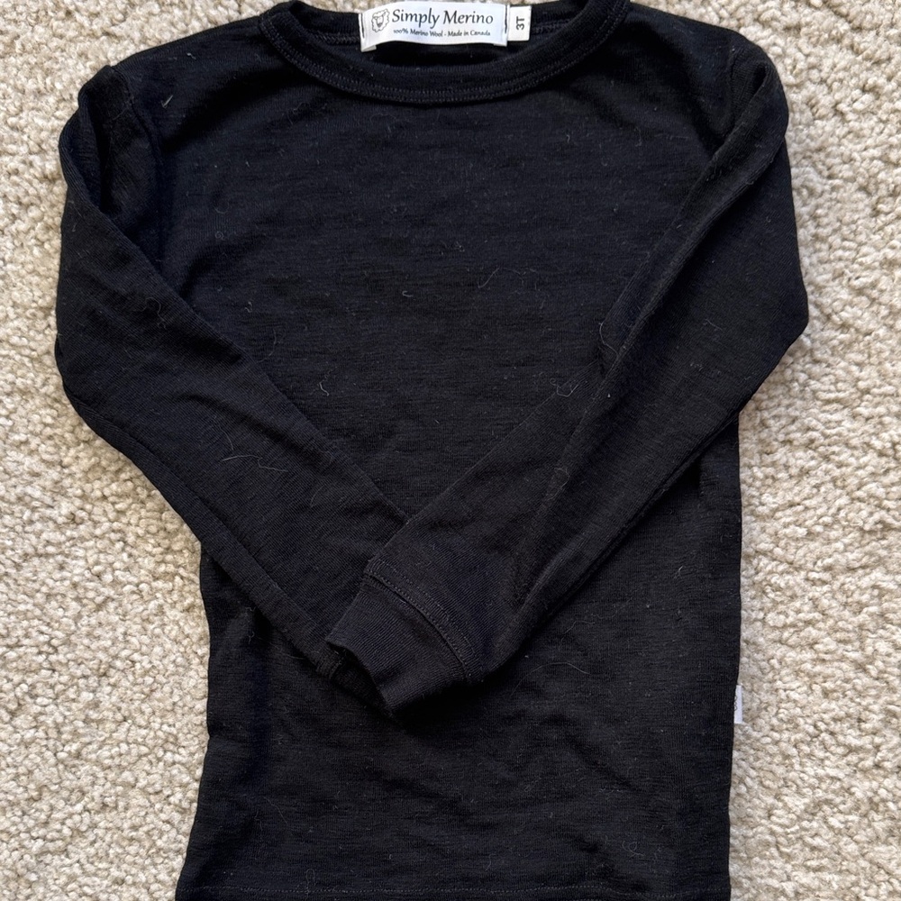 simply merino - merino wool longsleeve top (black) 3T